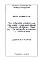 Tính kiên định, động cơ làm việc, chất lượng trong công việc và kết quả công việc của nhân viên ngân hàng tại tp. hcm