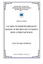Các nhân tố ảnh hưởng đến quyết định đầu tư bất động sản của khách hàng cá nhân tại tp. hcm