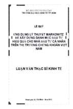 ứng dụng lý thuyết markowitz để xây dựng danh mục đầu tư hiệu quả cho nhà đầu tư cá nhân trên ttck việt nam