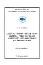 Xây dựng và hoàn thiện hệ thống kiểm soát nội bộ cho doanh nghiệp nhỏ và vừa trên địa bàn thành phố vũng tàu