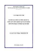 đánh giá chất lượng dịch vụ tiền gửi tiềt kiệm tại ngân hàng tmcp quân đội