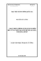 Thực hiện chính sách giảm nghèo bền vững trên địa bàn huyện đà bắc, tỉnh hòa bình