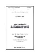 Quản lý nhà nước về chất lượng dịch vụ y tế trên địa bàn thành phố huế