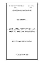 Quản lý nhà nước về việc làm trên địa bàn tỉnh bình dương