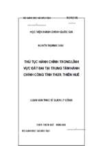 Thủ tục hành chính trong lĩnh vực đất đai tại trung tâm hành chính công tỉnh thừa thiên huế