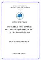 Các giải pháp nhằm góp phần phát triển thương hiệu volano tại việt nam đến năm 2020