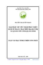 Giải pháp chủ yếu nhằm phát triển kinh tế trang trại trên địa bàn thị xã quảng yên tỉnh quảng ninh