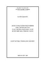 Quản lý hoạt động trải nghiệm theo chủ đề giáo dục ở các trường trung học cơ sở huyện hiệp hòa tỉnh bắc giang