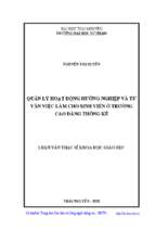 Quản lý hoạt động hướng nghiệp và tư vấn việc làm cho sinh viên ở trường cao đẳng thống kê