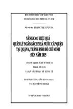 Nâng cao hiệu quả quản lý ngân sách nhà nước cấp quận tại quận 6, thành phố hồ chí minh đến năm 2015