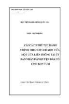 Cải cách thủ tục hành chính theo cơ chế một cửa, một cửa liên thông tại ủy ban nhân dân huyện đắk tô, tỉnh kon tum