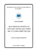 Quản trị rủi ro tín dụng tại ngân hàng thương mại cổ phần đầu tư và phát triển việt nam