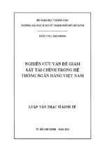 Nghiên cứu vấn đề giám sát tài chính trong hệ thống ngân hàng việt nam