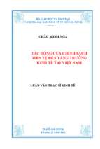 Tác động của chính sách tiền tệ đến tăng trưởng kinh tế tại việt nam