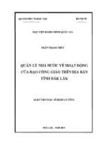 Quản lý nhà nước về hoạt động của đạo công giáo trên địa bàn tỉnh đắk lắk