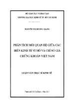 Phân tích mối quan hệ giữa các biến kinh tế vĩ mô và chỉ số giá chứng khoán việt nam luận văn thạc sĩ