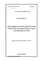 Chất lượng cung ứng dịch vụ hành chính công tại sở kế hoạch và đầu tư tỉnh thái nguyên