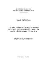 Các yếu tố ảnh hưởng đến xu hướng lựa chọn thương thiệu sữa canxi của người tiêu dùng khu vực tphcm