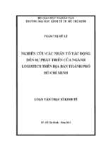 Nghiên cứu các nhân tố tác động đến sự phát triển của ngành logistics trên địa bàn thành phố hồ chí minh