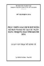 Phát triển giao dịch hợp đồng kỳ hạn ngoại tệ tại các ngân hàng thương mại tỉnh khánh hòa