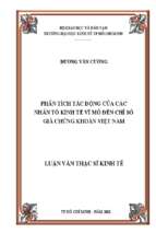 Phân tích tác động của các nhân tố kinh tế vĩ đến chỉ số giá chứng khoán việt nam