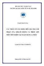 Các nhân tố tác động đến giá trị cảm nhận của khách hàng cá nhân gửi tiền tiết kiệm tại ngân hàng á châu