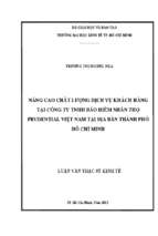 Nâng cao chất lượng dịch vụ khách hàng tại công ty tnhh bảo hiểm nhân thọ prudential việt nam tại địa bàn thành phố hồ chí minh