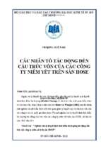 Các nhân tố tác động đến cấu trúc vốn của các công ty niêm yết trên thị trường sàn hose