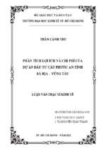 Phân tích lợi ích và chi phí của dự án đầu tư phước an tỉnh bà rịa   vũng tàu