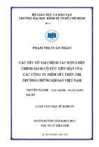 Các yếu tố tài chính tác động đến chính sách cổ tức tiền mặt của các công ty niêm yết trên thị trường chứng khoán việt nam