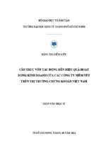 Cấu trúc vốn tác động đến hiệu quả hoạt động kinh doanh của các công ty niêm yết trên thị trường chứng khoán việt nam