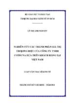 Nghiên cứu các thành phần giá trị thương hiệu của công ty tnhh cotecna dựa trên khách hàng tại việt nam