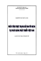 Phân tích thực trạng rủi ro tín dụng tại ngân hàng phát triển việt nam
