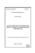 Quản lý nhà nước đối với di tích lích sử cấp quốc gia trên địa bàn tỉnh đắk lắk