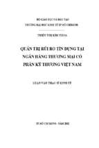 Quản trị rủi ro tín dụng tại ngân hàng thương mại cổ phần kỹ thương việt nam