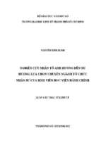 Nghiên cứu nhân tố ảnh hưởng đến xu hướng lựa chọn chuyên ngành tổ chức nhân sự của sinh viên học viện hành chính