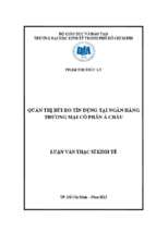 Quản trị rủi ro tín dụng tại ngân hàng thương mại cổ phần á châu