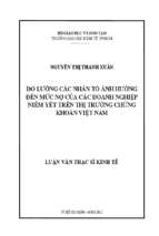 đo lường các nhân tố ảnh hưởng đến mức nợ của các doanh nghiệp niêm yết trên thị trường chứng khoán việt nam