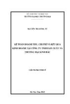 Kế toán doanh thu, chi phí và kết quả kinh doanh tại công ty tnhh sản xuất và thương mại kinh bắc