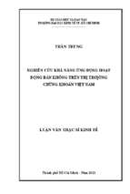 Nghiên cứu khả năng ứng dụng hoạt động bán khống trên thị trường chứng khoán việt nam