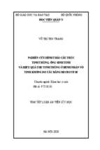 Nghiên cứu hình thái cấu trúc tinh trùng, ống sinh tinh và hiệu quả thu tinh trùng ở bệnh nhân vô tinh không do tắc bằng micro tese tt