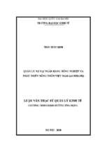 Quản lý nợ tại ngân hàng nông nghiệp và phát triển nông thôn việt nam (agribank)