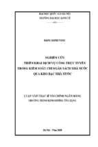 Nghiên cứu triển khai dịch vụ công trực tuyến trong kiểm soát chi ngân sách nhà nước qua kho bạc nhà nước