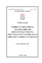 Nghiên cứu tính độc tính và tác dụng điều trị bệnh gút mạn tính của viên nang cứng tam diệu gia vị trên thực nghiệm và lâm sàng