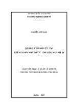 Quản lý nhân lực tại kiểm toán nhà nước chuyên ngành iv