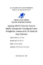 Applying asean university network quality assurance for assessing the course of english for tourism at ho chi minh city open university