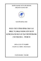 Phân tích tình hình cho vay phục vụ hoạt động sản xuất kinh doanh bán lẻ tại vietinbank chi nhánh 6 thành phố hồ chí minh