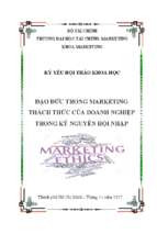 đạo đức trong marketing thách thức của doanh nghiệp trong kỷ nguyên hội nhập