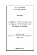 đảng bộ huyện tiên du (tỉnh bắc ninh) lãnh đạo xây dựng nông thôn mới từ năm 2008 đến năm 2016