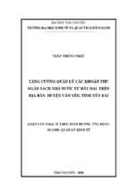 Tăng cường quản lý các khoản thu ngân sách nhà nước từ đất đai trên đia bàn huyện văn yên, tỉnh yên bái